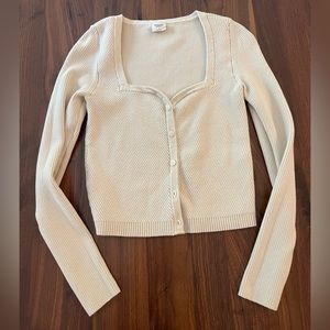 Abercrombie & Fitch Cream Square-neck Sweater- Small